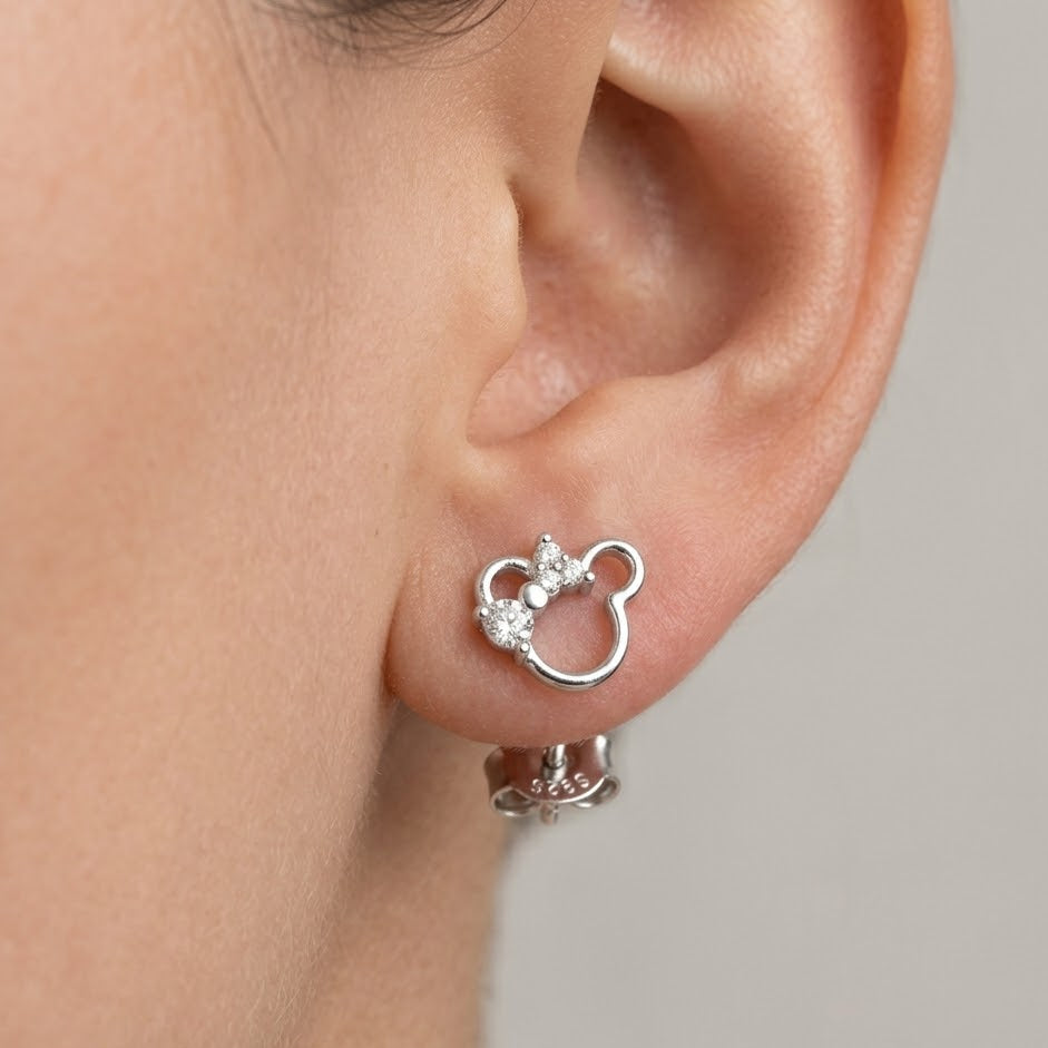 Orecchini Minnie con Pavé di Zirconi In Argento 925