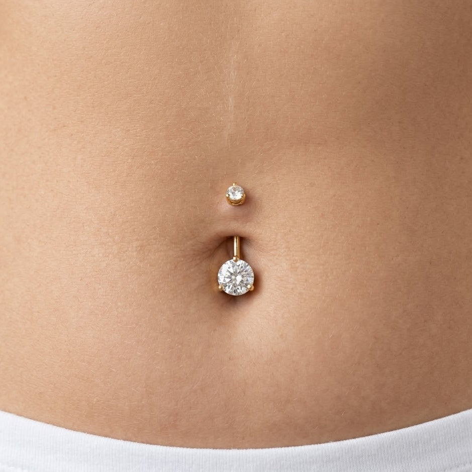 Piercing Banana Doppio Zircone Tondo In Titanio