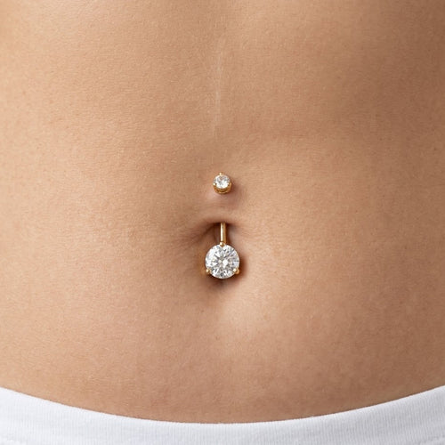 Piercing Banana Doppio Zircone Tondo In Titanio