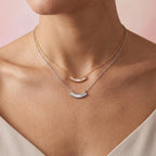 Collana a Ventaglio con Zirconi Baguette In Acciaio Inossidabile