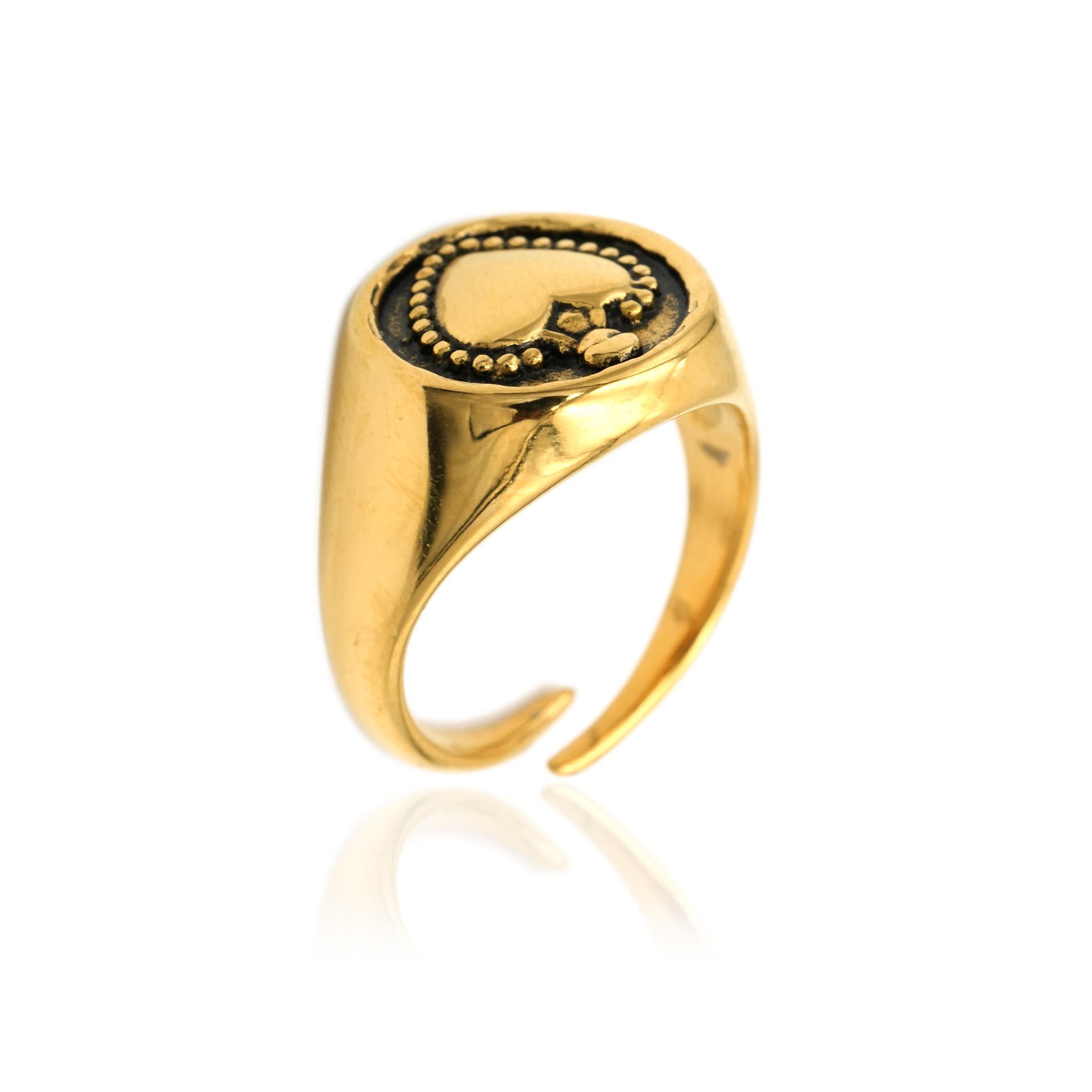 Anello in acciaio inossidabile con cuore sacro