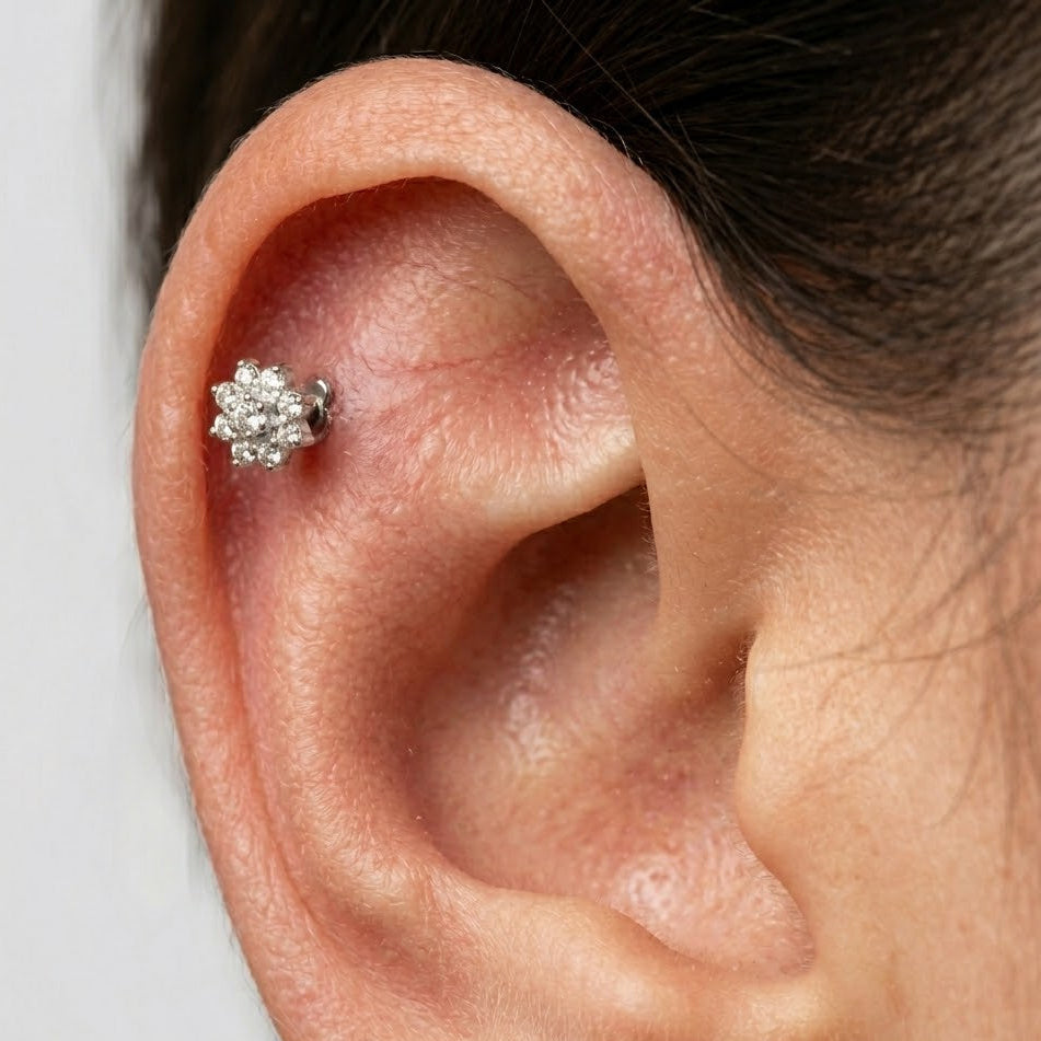 Piercing con Mezzaluna e Stella In Acciaio Inossidabile