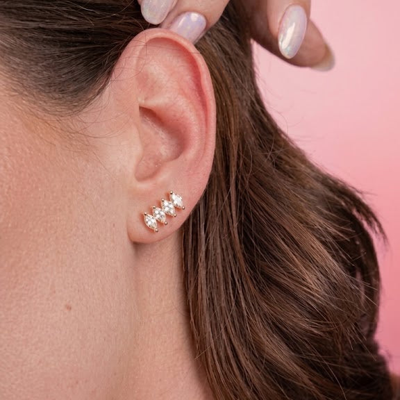 Orecchini Lineari Marquise con Zirconi In Acciaio Inossidabile