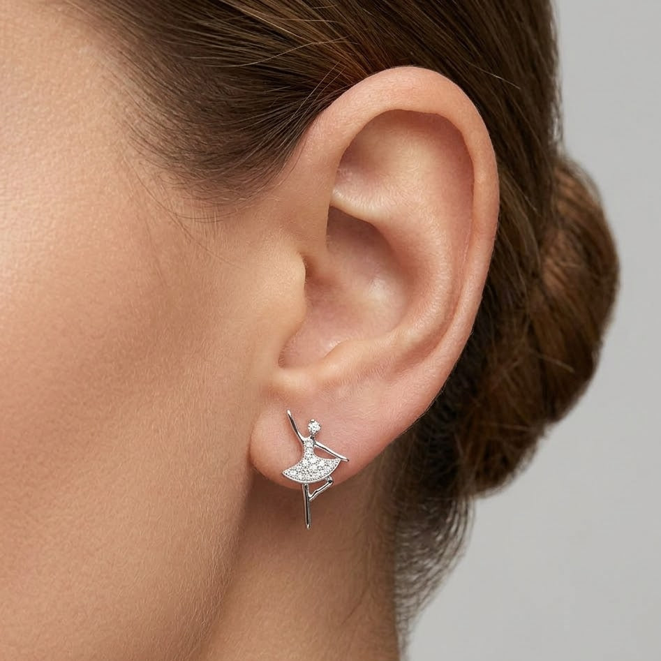 Orecchini a Lobo Ballerina Zirconata In Argento 925