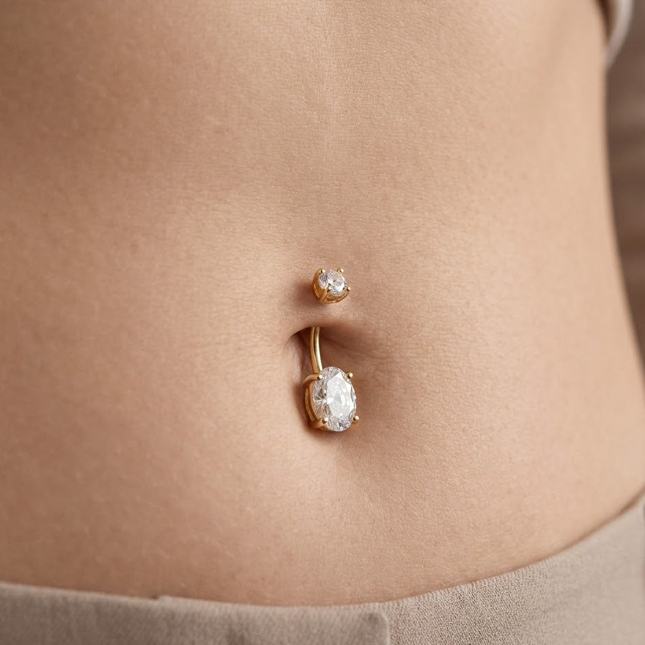 Piercing Banana Doppio Zircone In Titanio