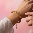 Bracciale Catena a Maglia Torchon Doppia Spiga In Acciaio Inossidabile