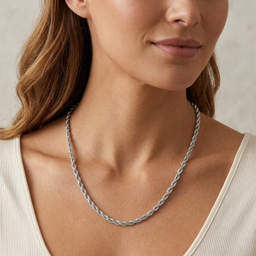 Collana Torchon a Maglia Corda In Acciaio Inossidabile