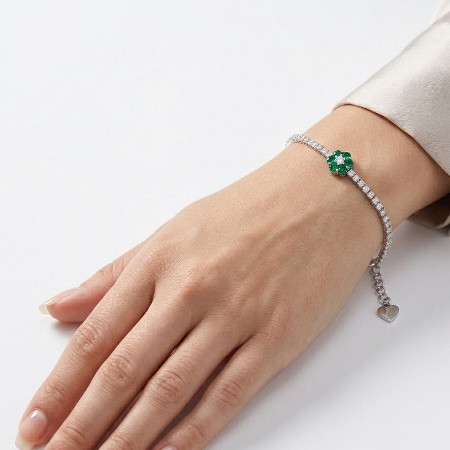Bracciale Tennis Fiore In Argento 925