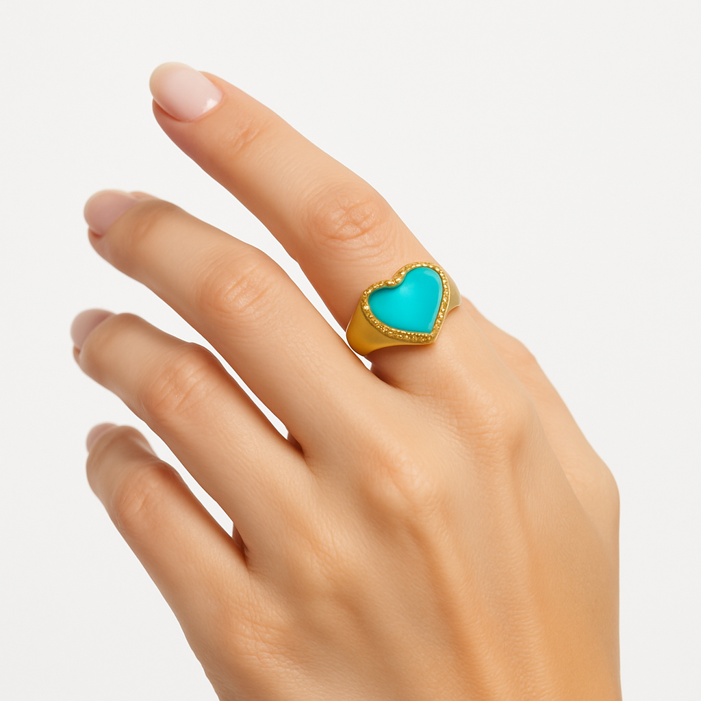Anello Cuore Turchese in Argento