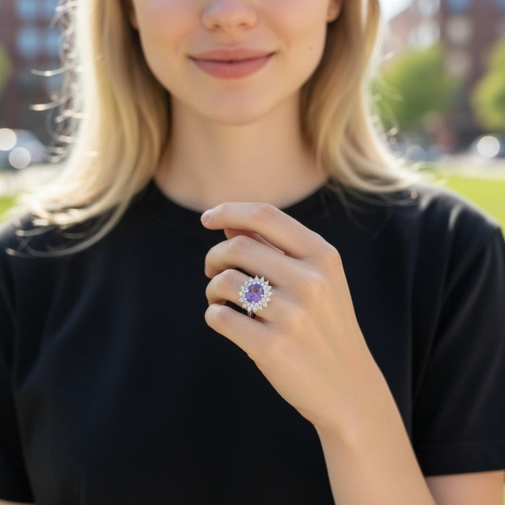 Anello Eleganza Viola in Argento