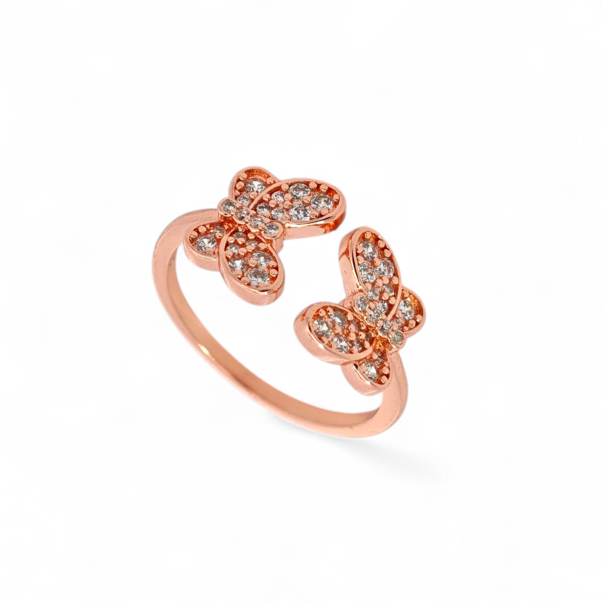 Anello Farfalle Brillanti in Argento