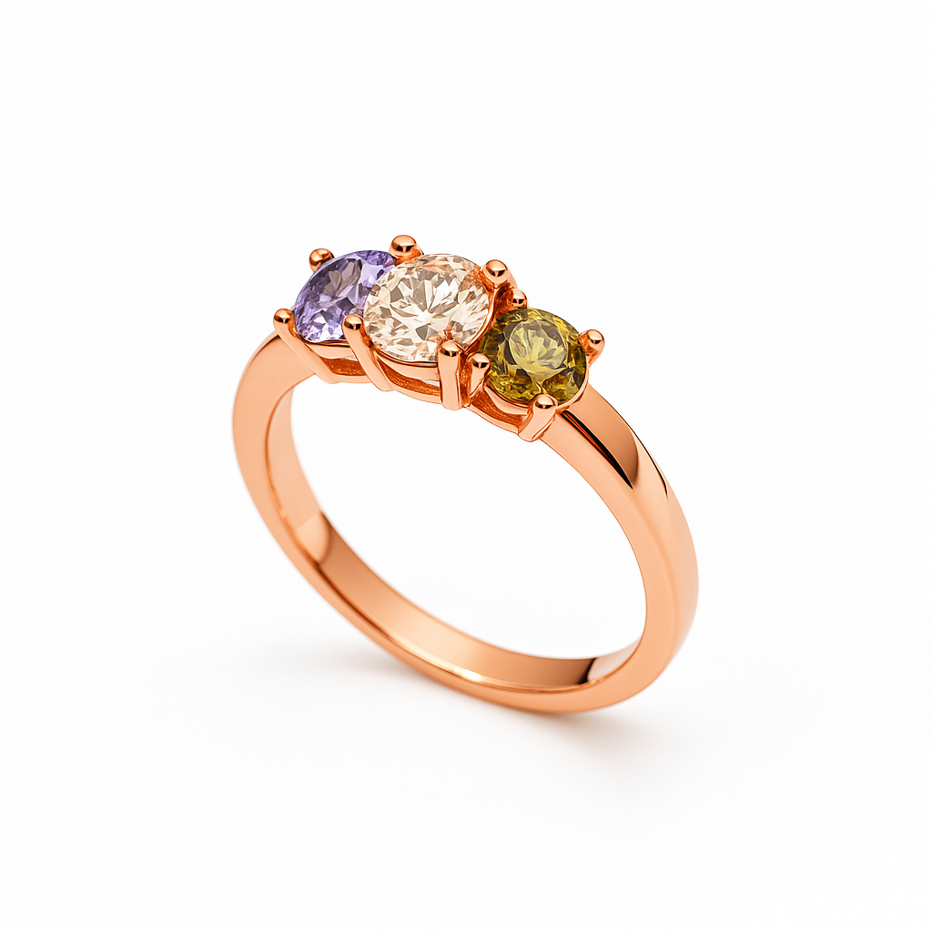 Anello Tre Pietre Colorate in Argento