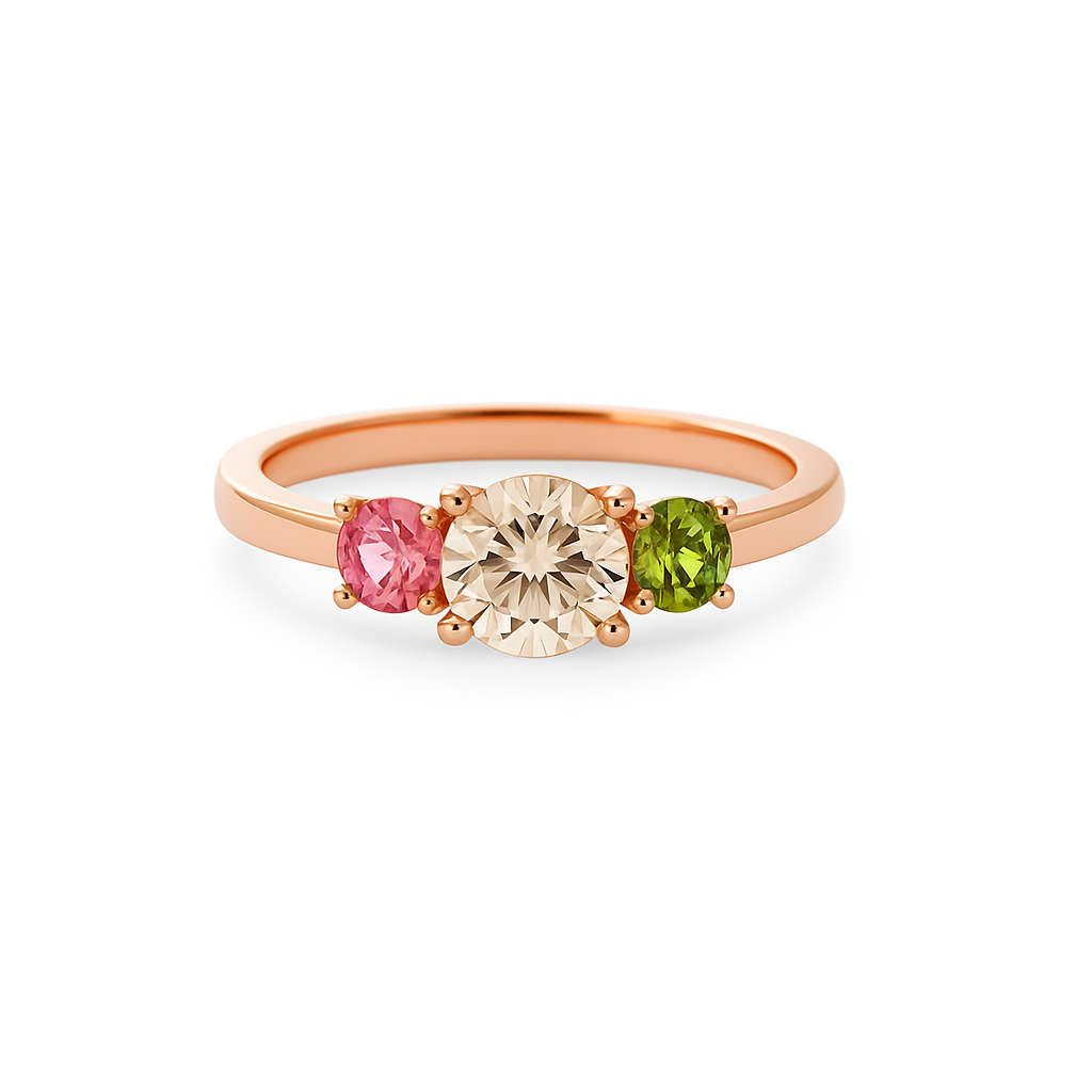 Anello Tre Pietre Colorate in Argento