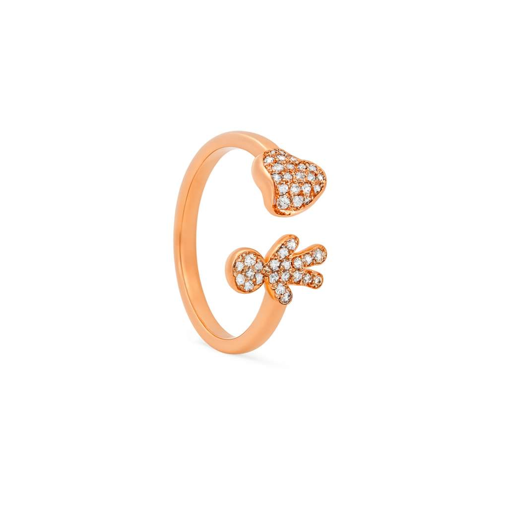 Anello Cuore & Bimbo Brillanti in Argento