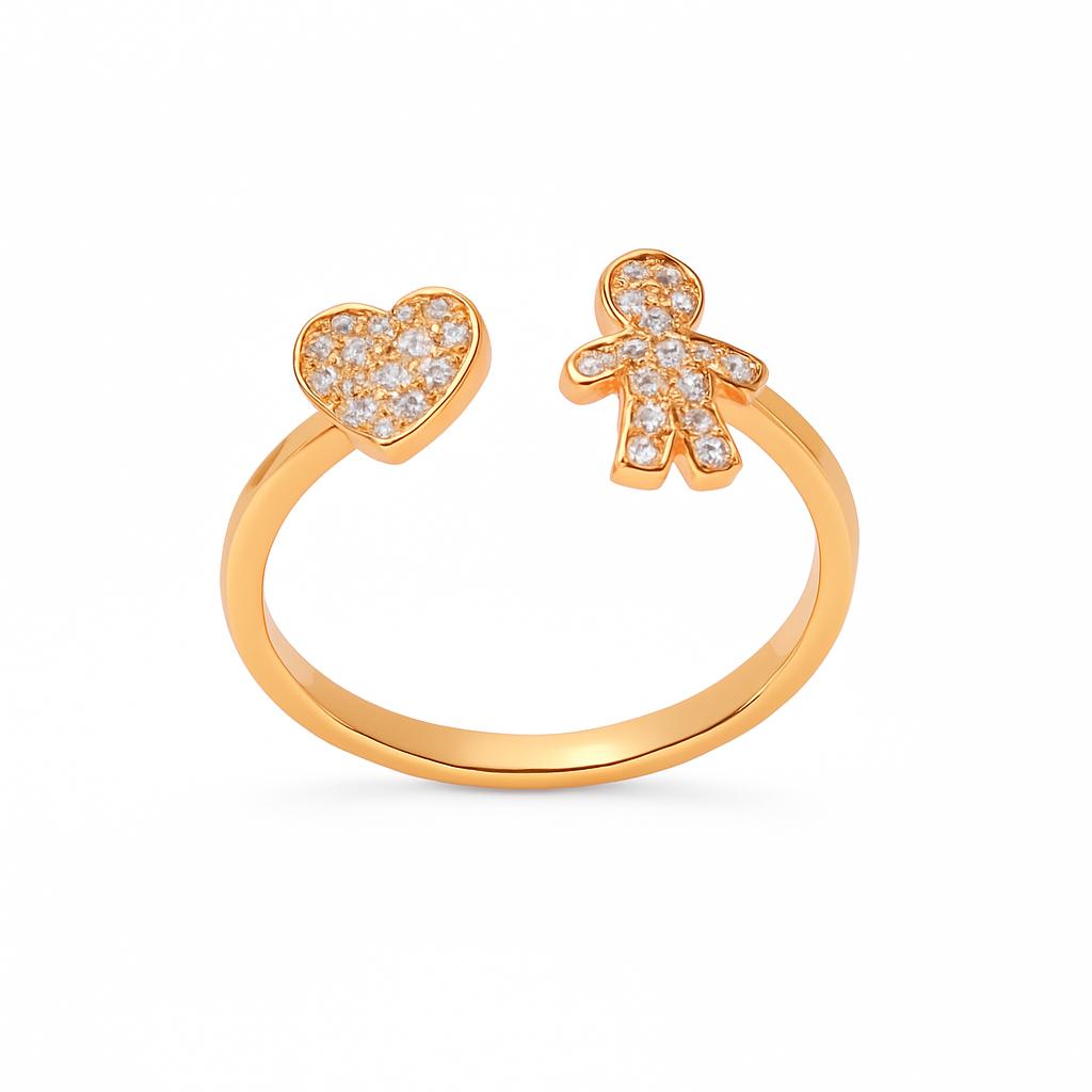 Anello Cuore & Bimbo Brillanti in Argento
