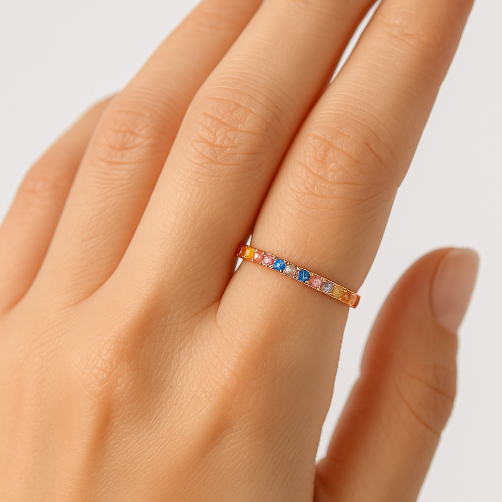 Anello Arcobaleno Sottile in Argento