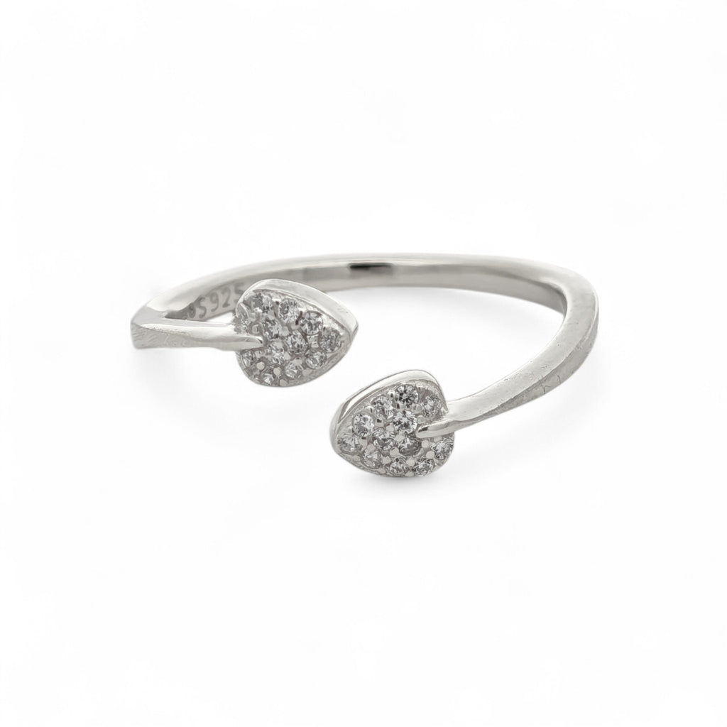Anello Cuori Pavé Aperto in Argento 925