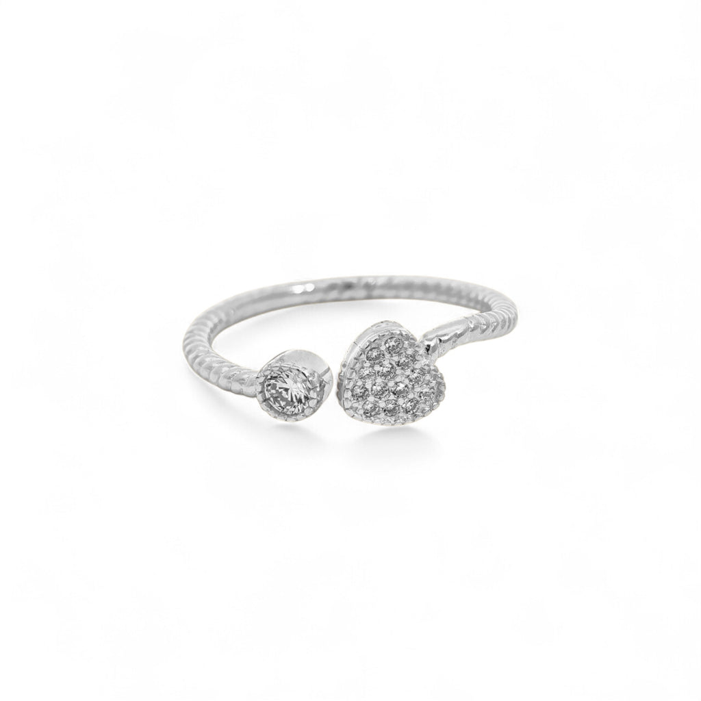 Anello Cuore Pavé Argento