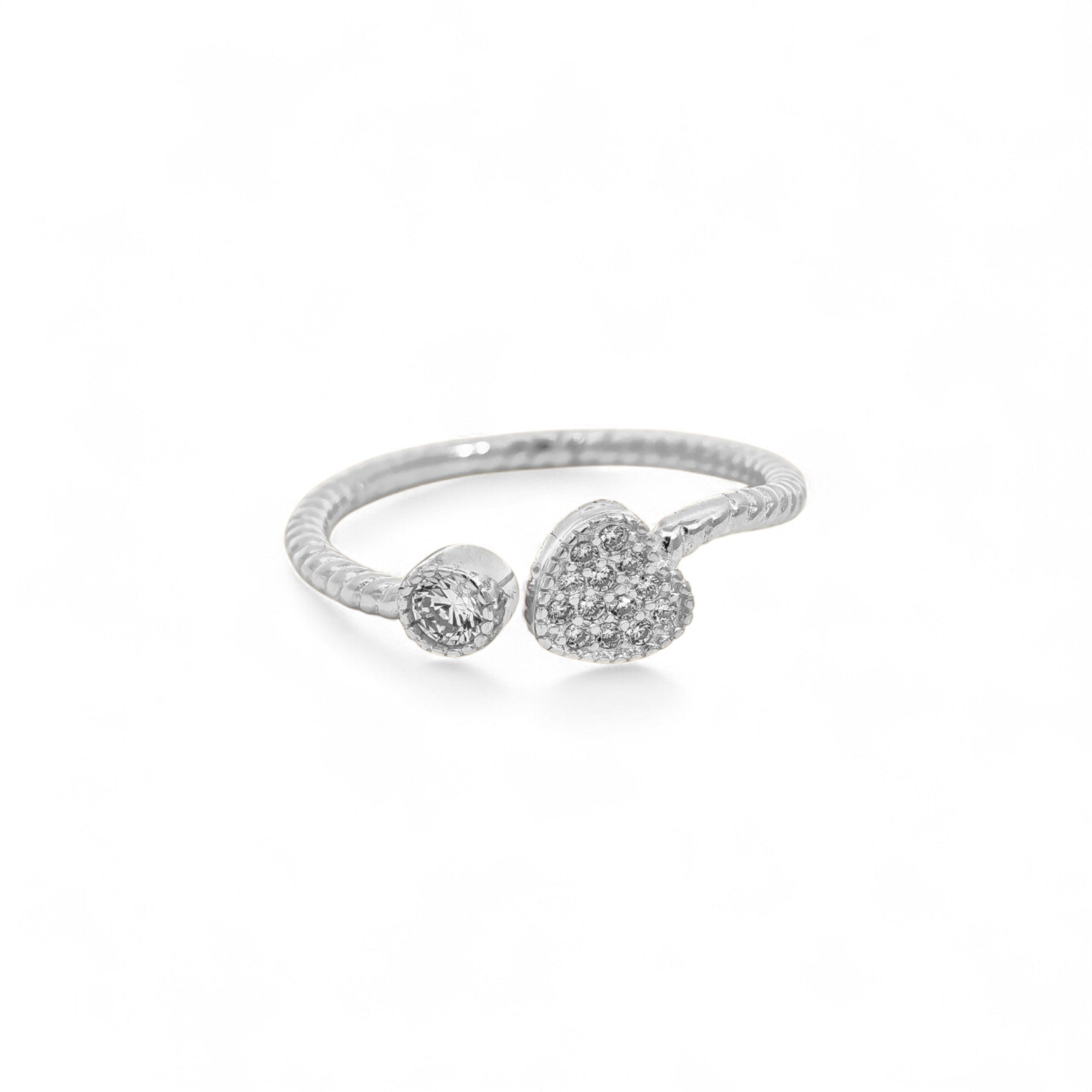 Anello Cuore Pavé Argento