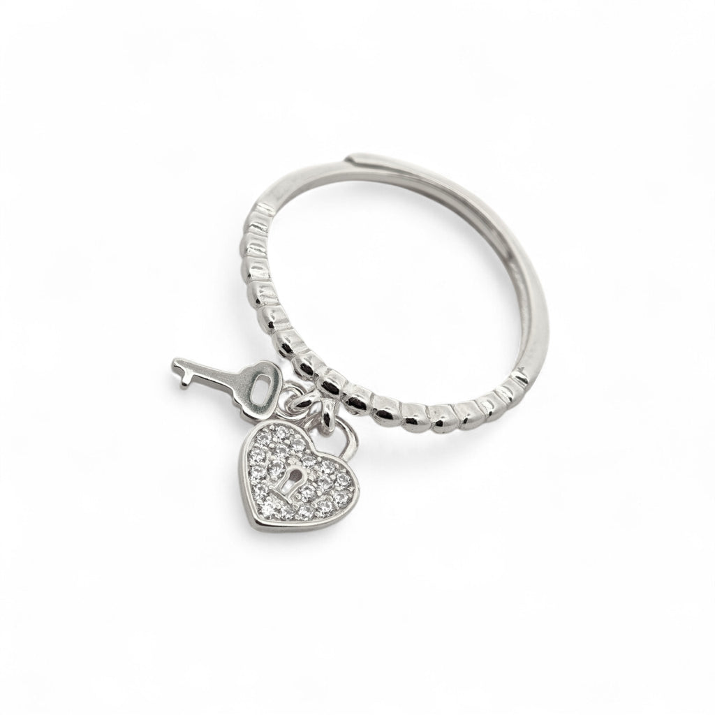Anello Cuore con Chiave Argento 925