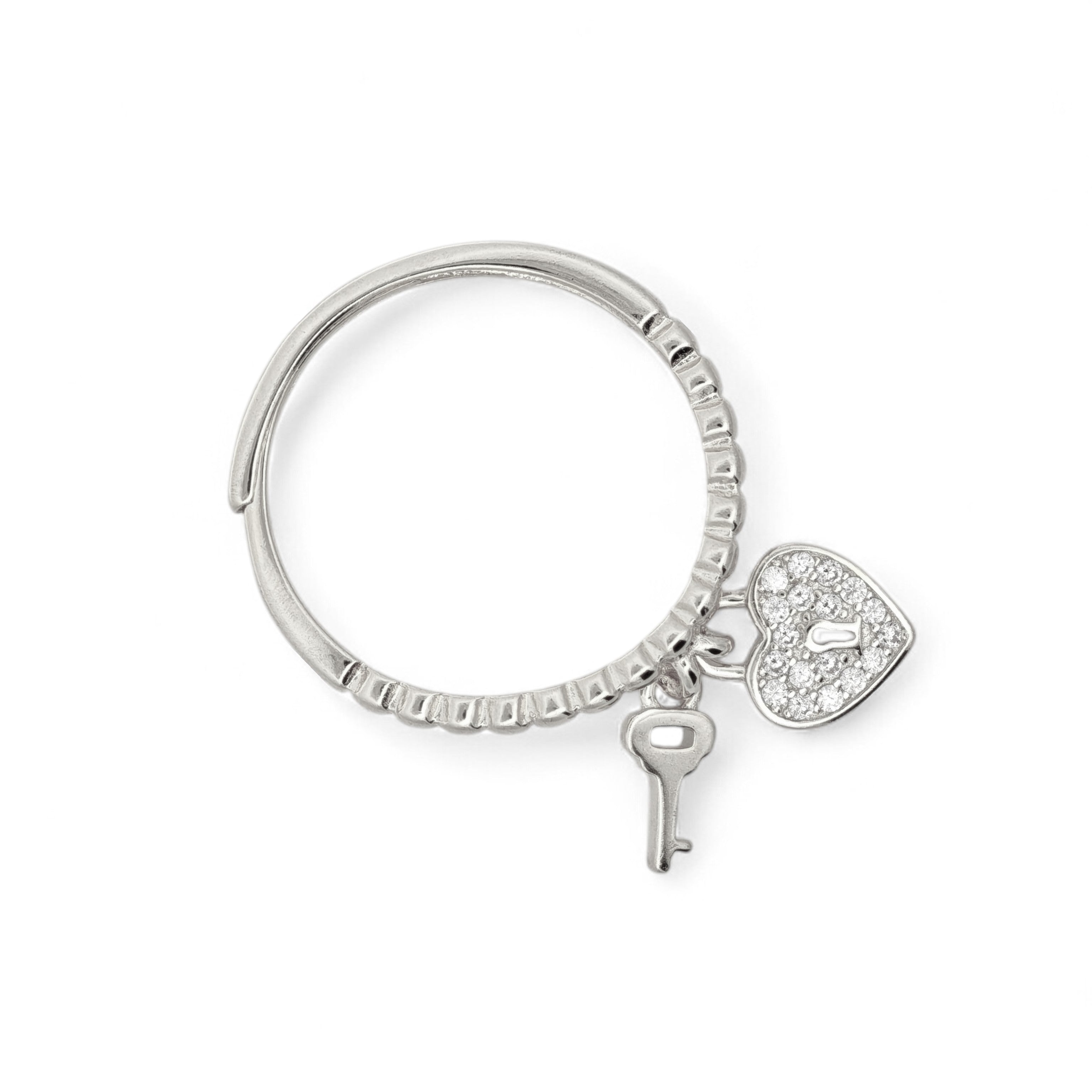 Anello Cuore con Chiave Argento 925