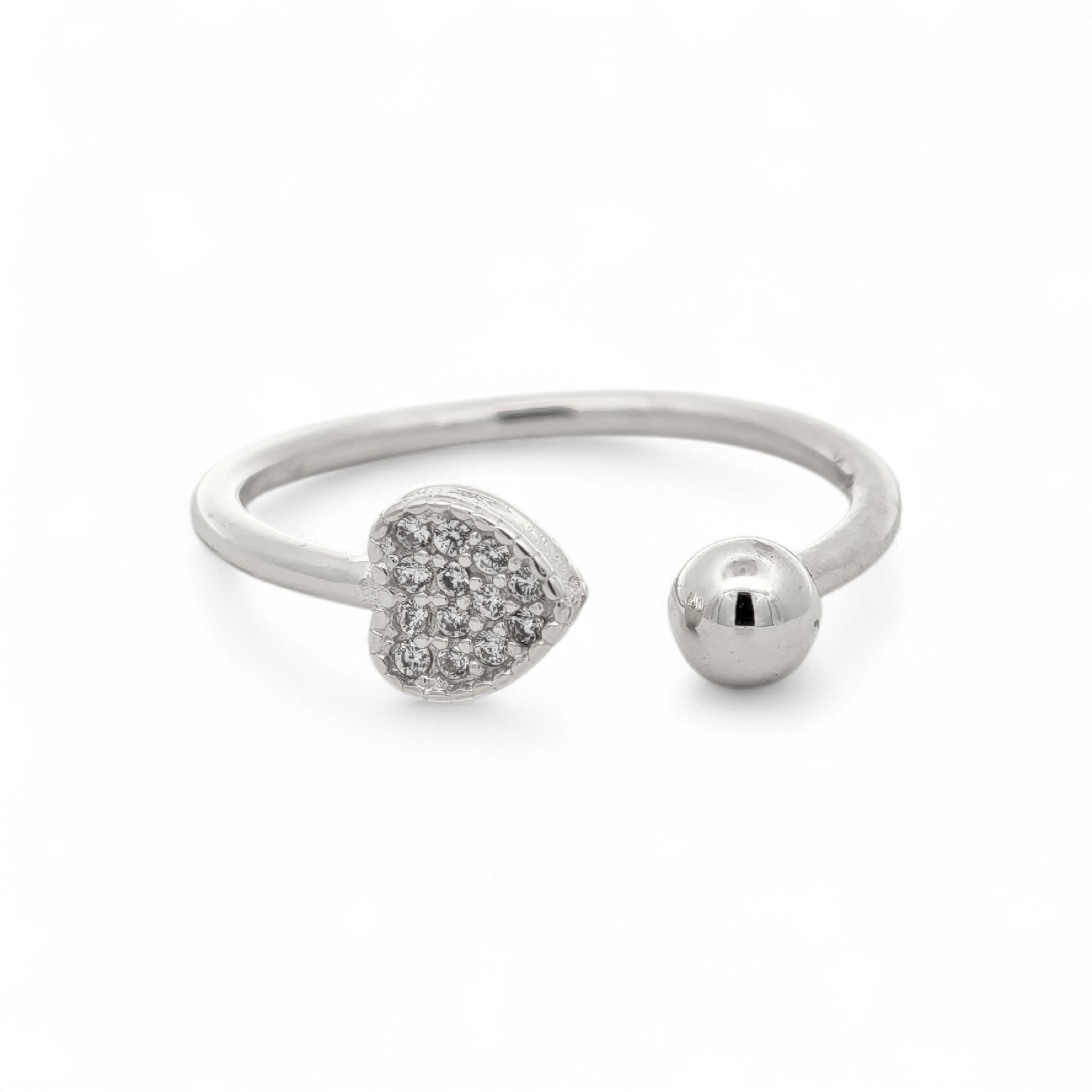 Anello Cuore e Sfera in Argento 925