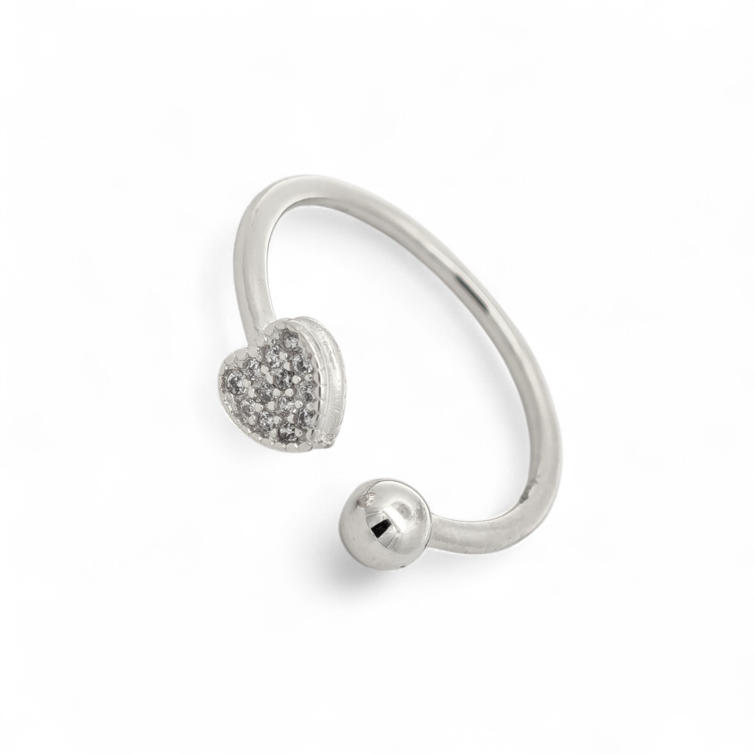 Anello Cuore e Sfera in Argento 925