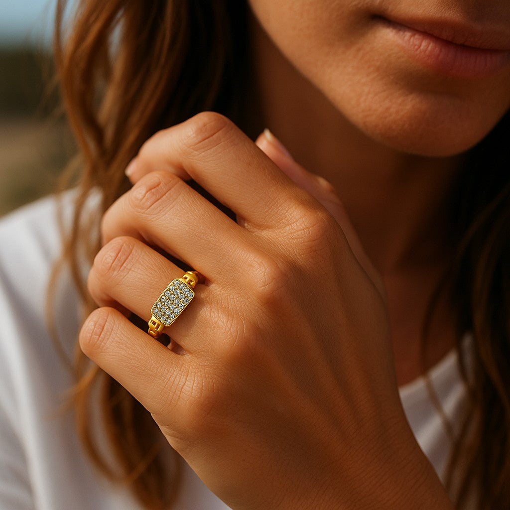 Anello Catena Pavé Argento