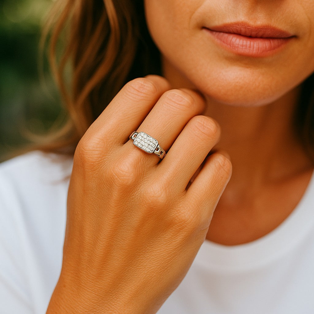 Anello Catena Pavé Argento