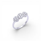 Anello con Fiori Brillantati In Argento 925