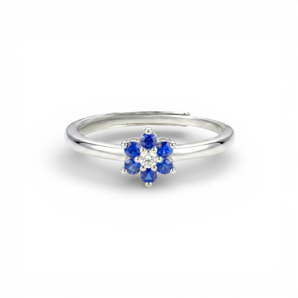 Anello con Fiore Colorato e Pietra  In Argento 925