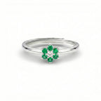 Anello con Fiore Colorato e Pietra  In Argento 925