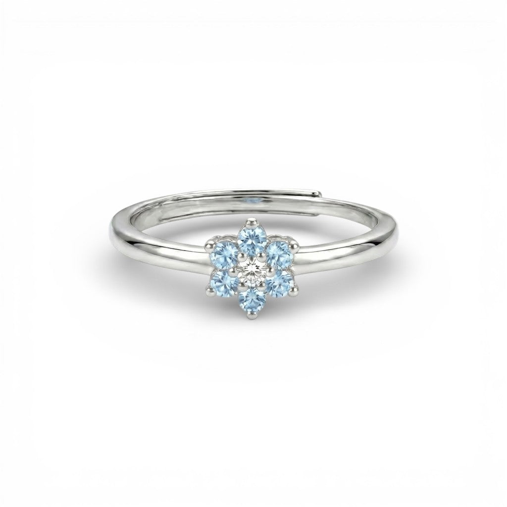 Anello con Fiore Colorato e Pietra  In Argento 925