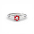 Anello con Fiore Colorato e Pietra  In Argento 925