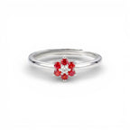 Anello con Fiore Colorato e Pietra  In Argento 925