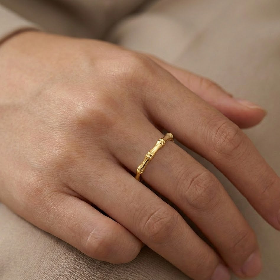 Anello Bamboo In Acciaio Inossidabile