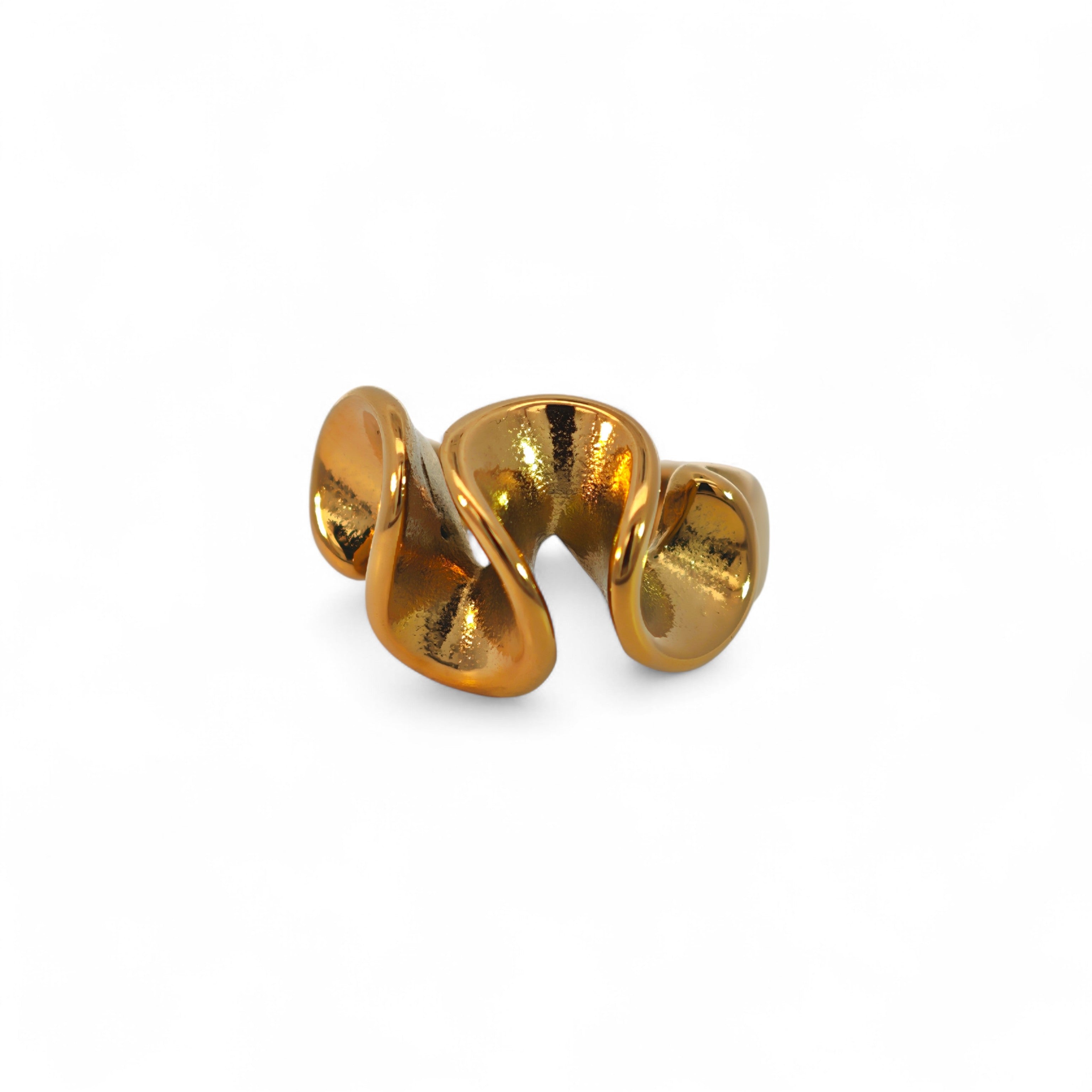 Anello Design a Nastro Ondulato In Acciaio Inossidabile
