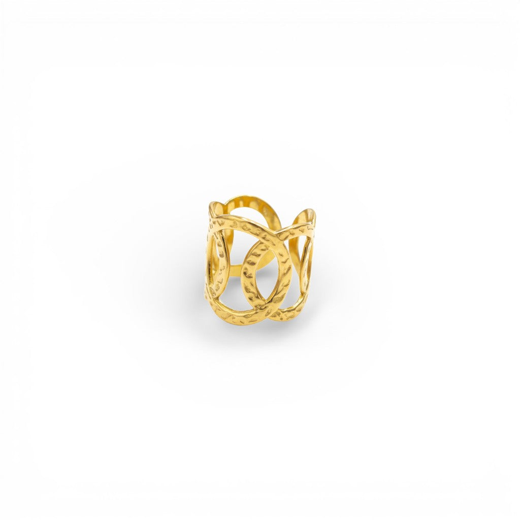Anello Fascia Alta Cerchi Concatenati In Acciaio Inossidabile