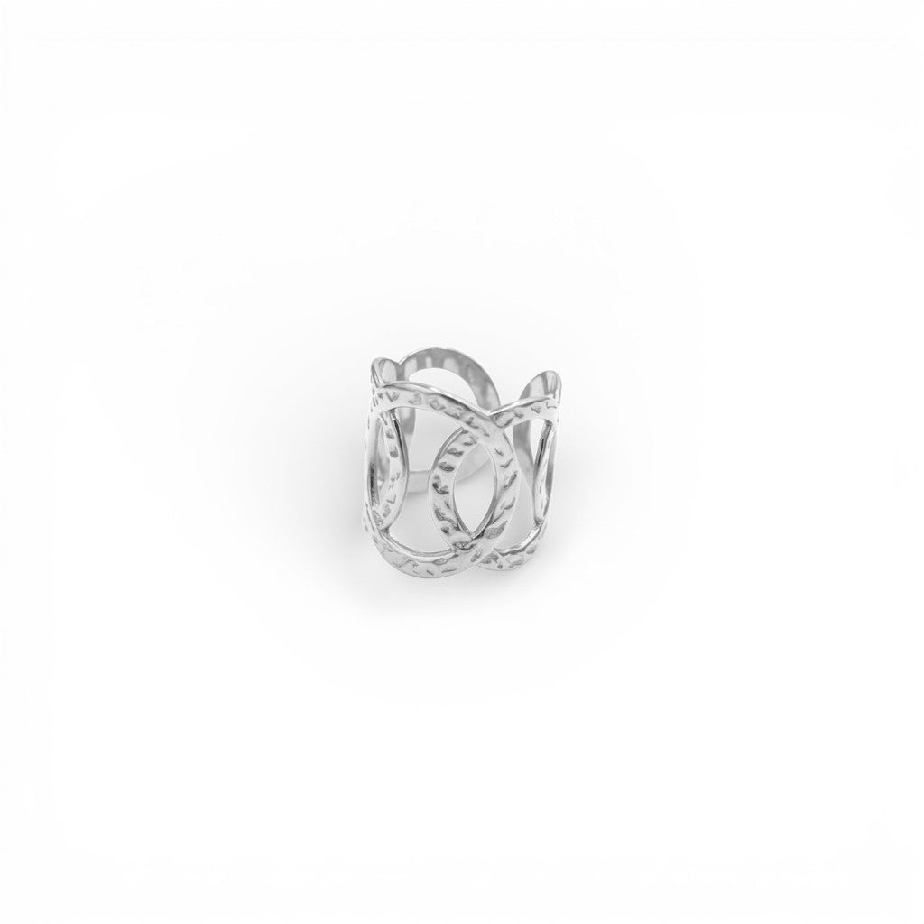Anello Fascia Alta Cerchi Concatenati In Acciaio Inossidabile
