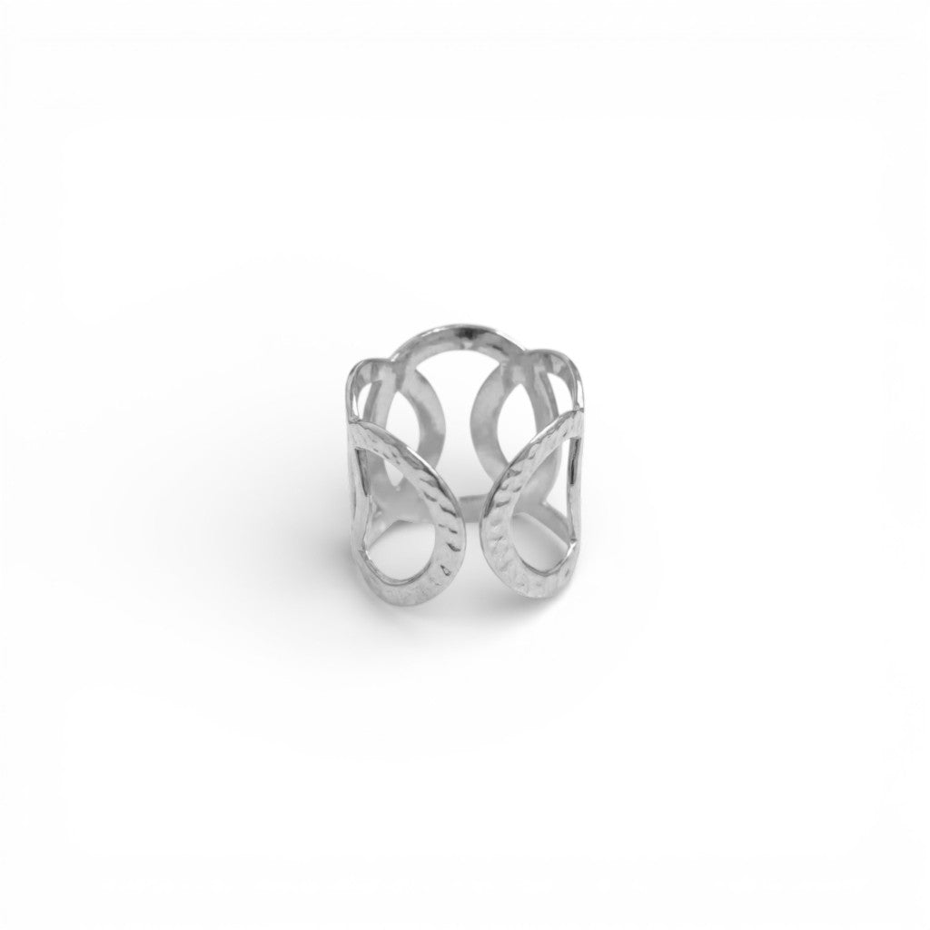 Anello Fascia Alta Cerchi Concatenati In Acciaio Inossidabile