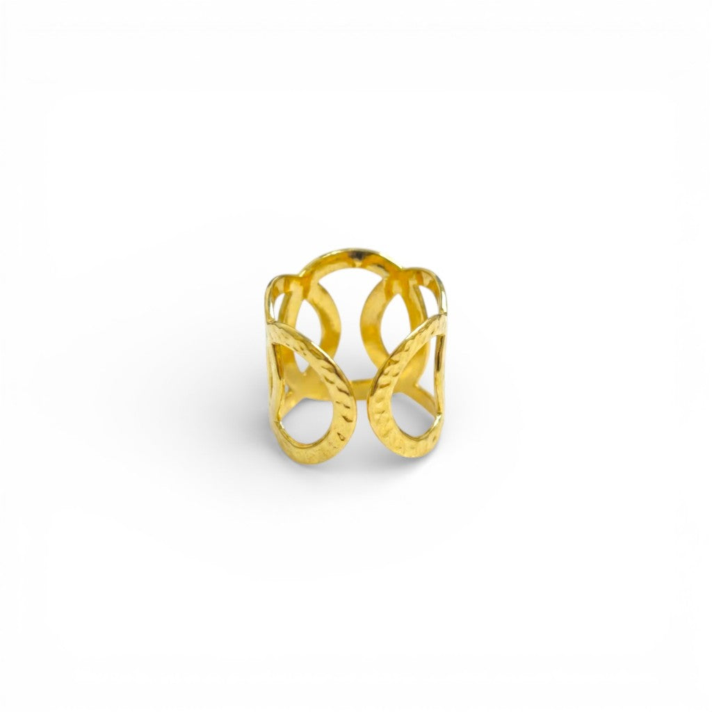 Anello Fascia Alta Cerchi Concatenati In Acciaio Inossidabile
