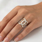 Anello Fascia Alta Cerchi Concatenati In Acciaio Inossidabile