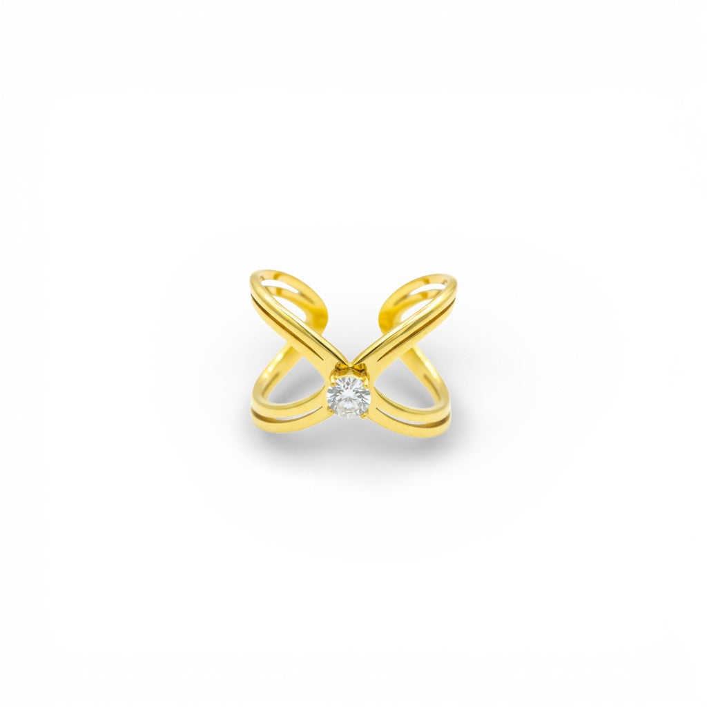 Anello a X con Punto Luce In Acciaio Inossidabile