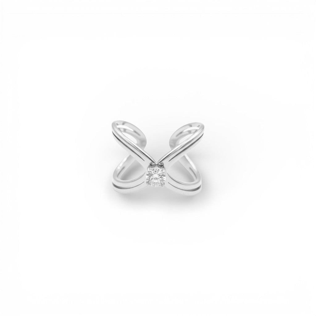 Anello a X con Punto Luce In Acciaio Inossidabile
