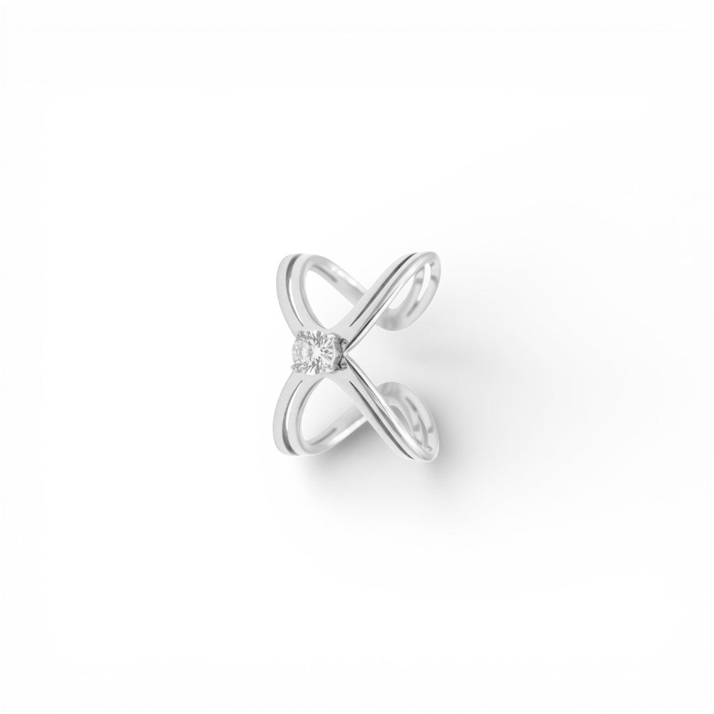 Anello a X con Punto Luce In Acciaio Inossidabile