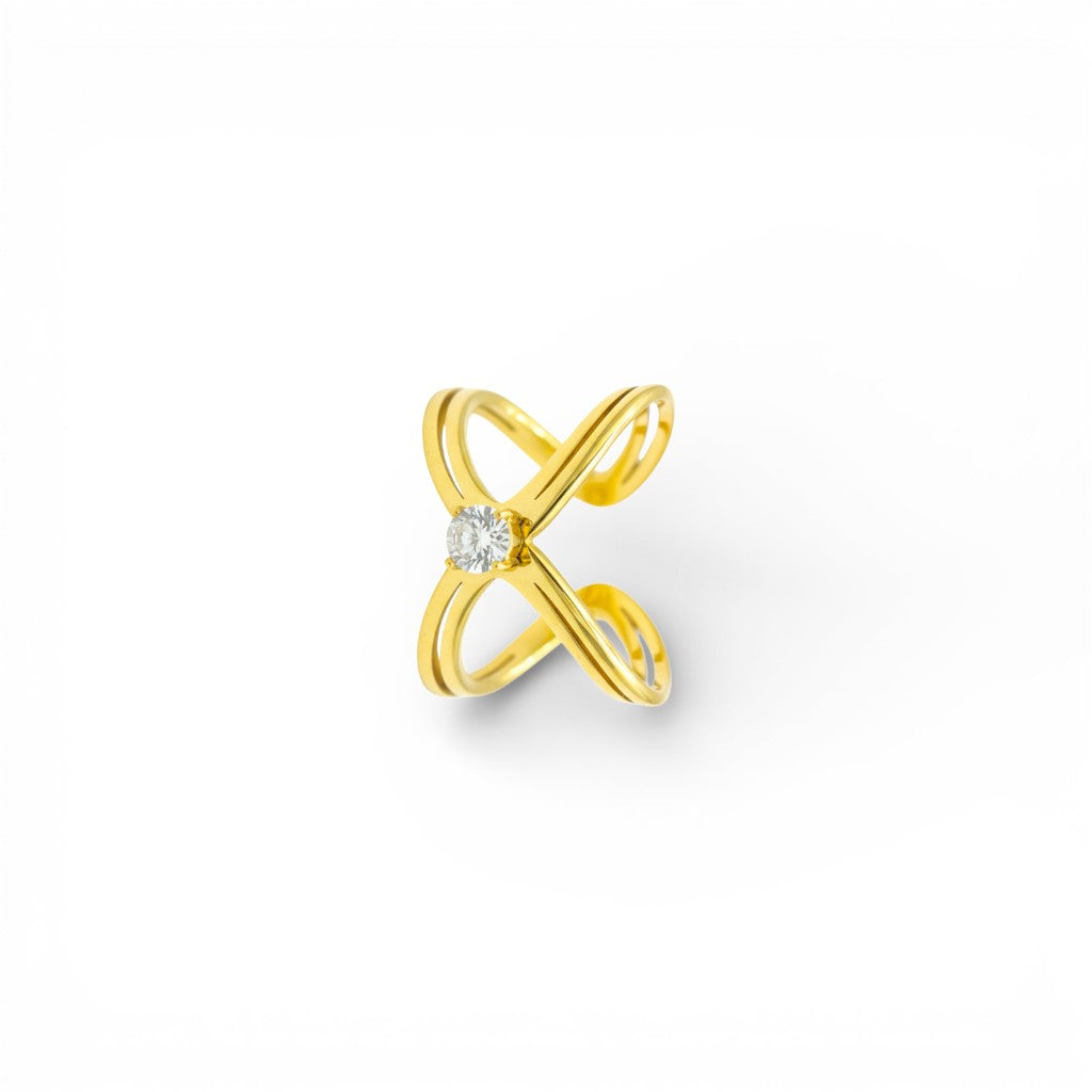 Anello a X con Punto Luce In Acciaio Inossidabile