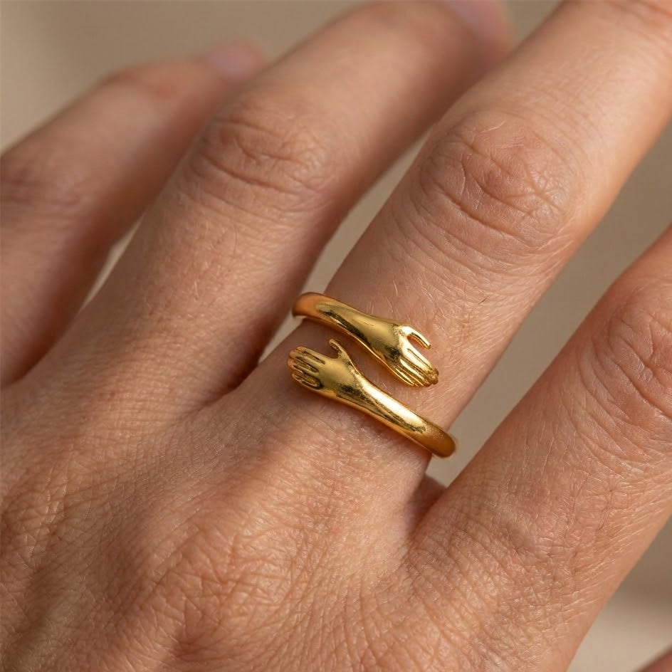 Anello Mani Abbraccio In Acciaio Inossidabile