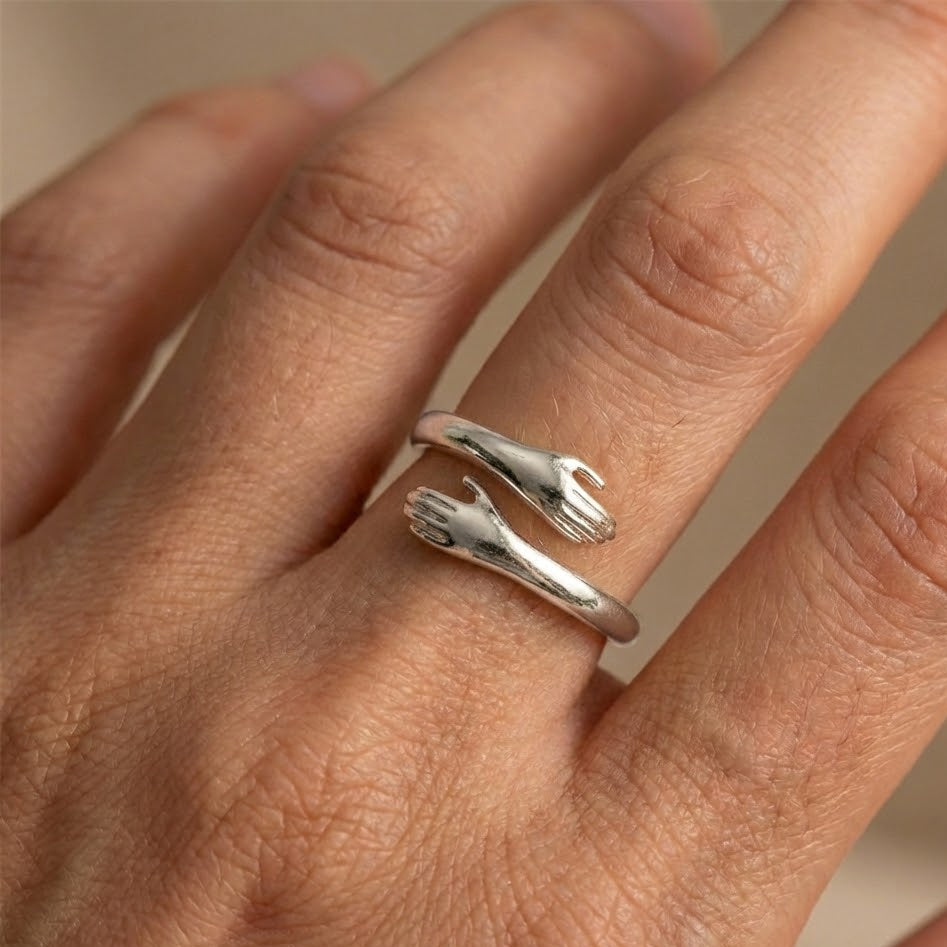 Anello Mani Abbraccio In Acciaio Inossidabile