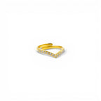Anello a V con Cristalli In Acciaio Inossidabile
