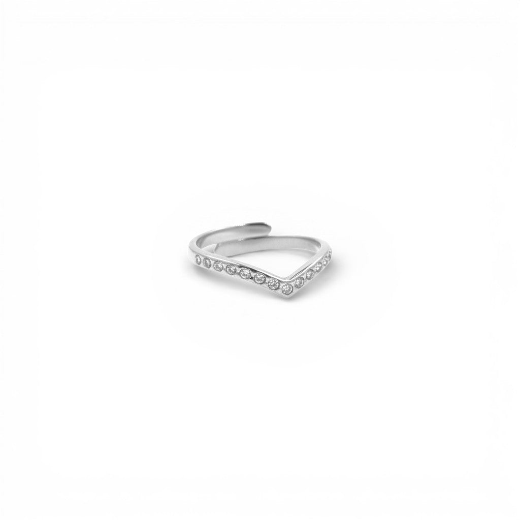 Anello a V con Cristalli In Acciaio Inossidabile